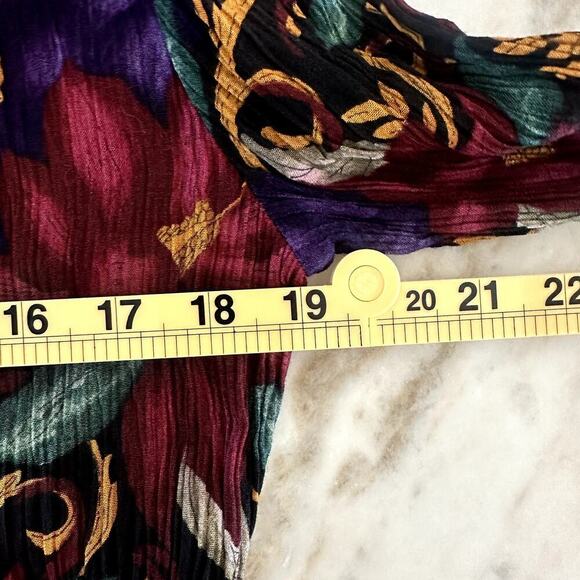 Leslie Fay Vintage Floral Long Sleeve Midi Dress S 12 Tie Waist Cottage Garden - Picture 8 of 9